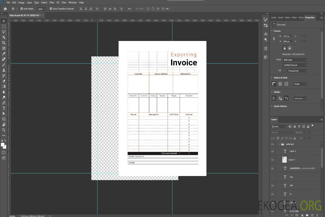 Modèle de facture d'exportation commerciale template Modèle de facture d'exportation commerciale template